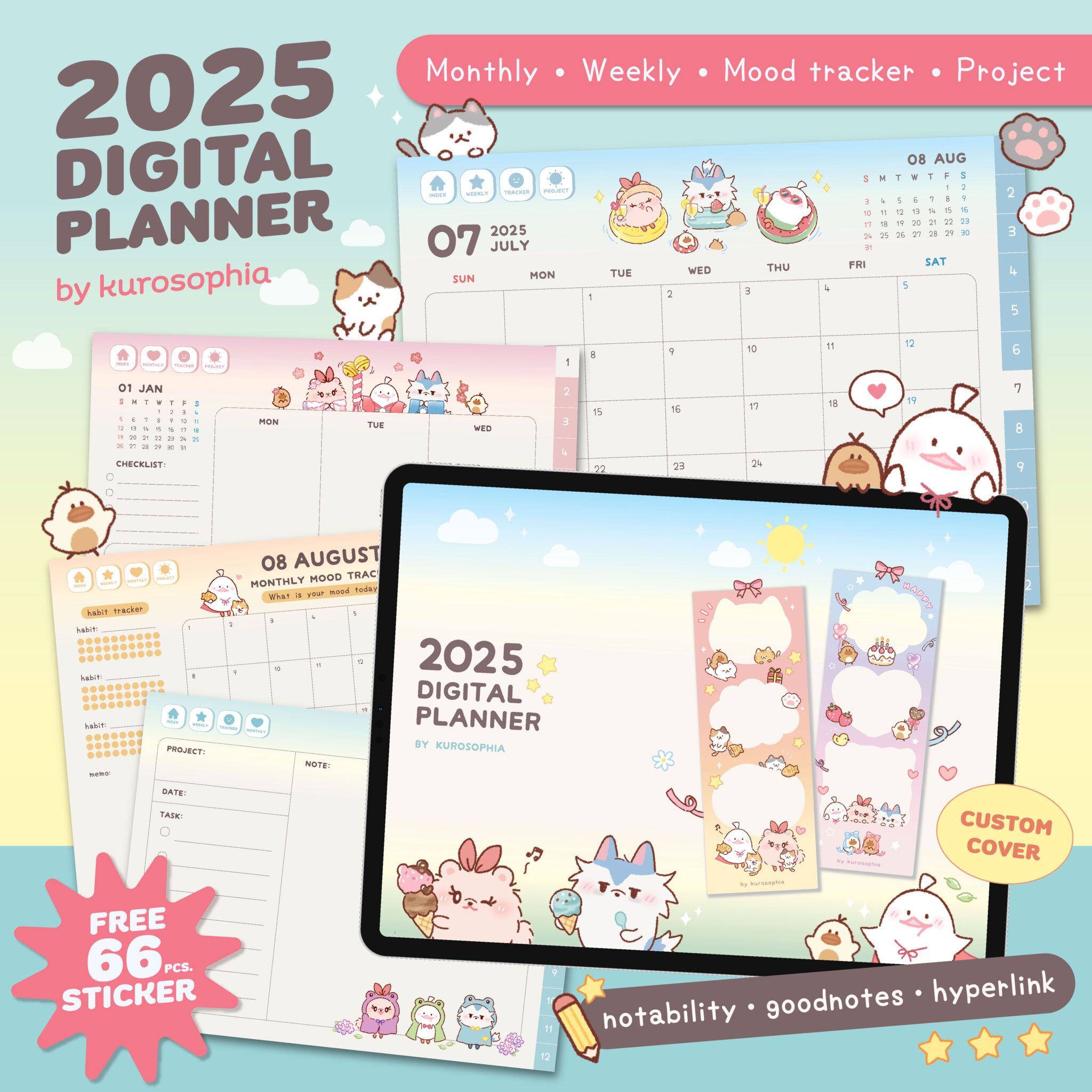 planners แพลนเนอร์ goodnote template 2025 digital planner: KUROSOPHIA: set A Cover
