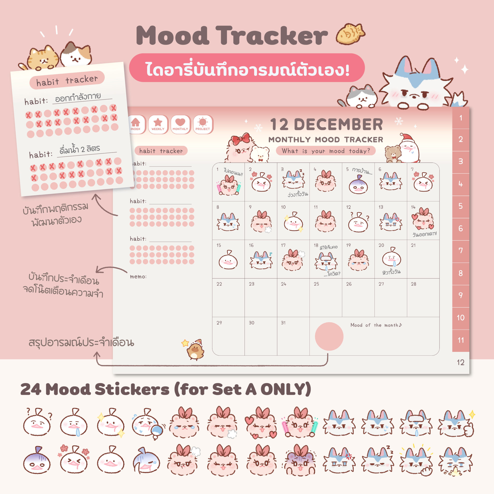 planners แพลนเนอร์ goodnote template 2025 digital planner: KUROSOPHIA: Mood tracker