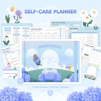 กระดาษโน๊ต memo pad notepad paper png digital notebook: FLUFFPUFFY: Self Care: Cover