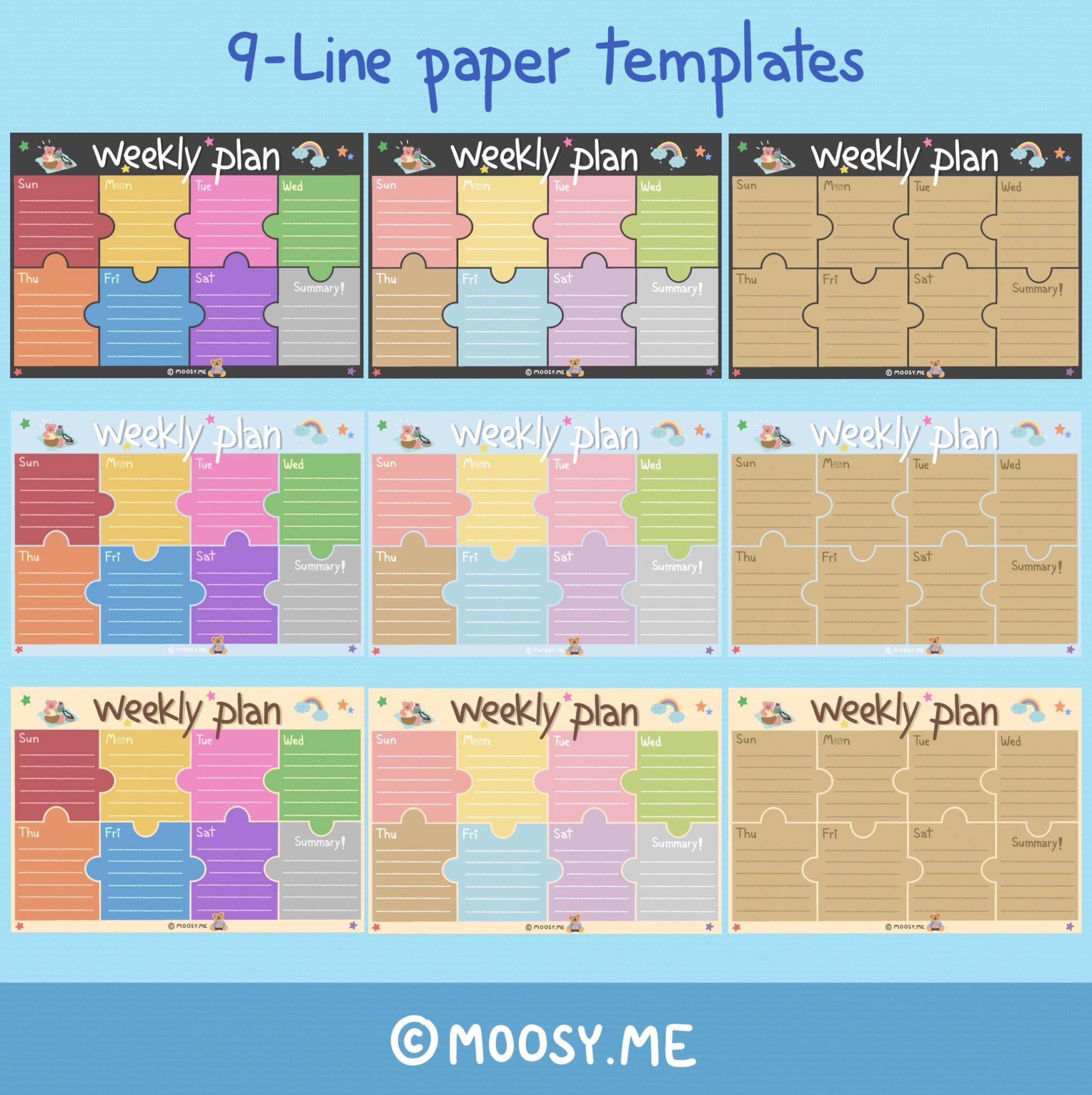 planners แพลนเนอร์ goodnote template digital planner undated: MOOSY.ME: Easy Weekly Planner V.1: Blank paper Preview 1