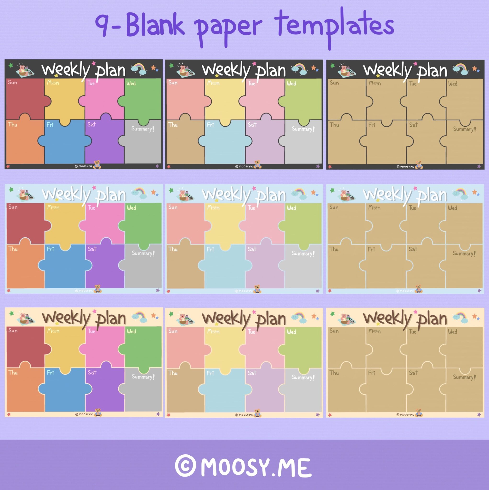 planners แพลนเนอร์ goodnote template digital planner undated: MOOSY.ME: Easy Weekly Planner V.1: Blank paper Preview 3