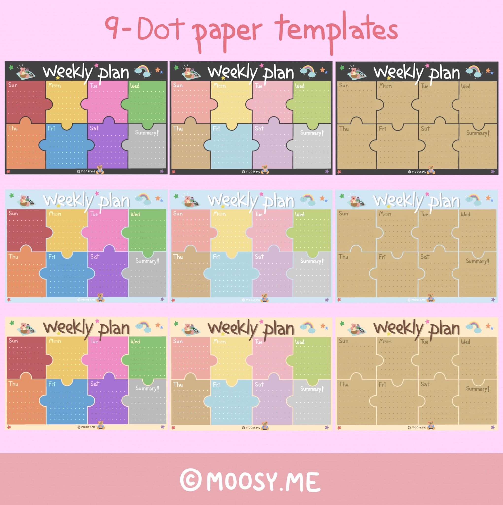 planners แพลนเนอร์ goodnote template digital planner undated: MOOSY.ME: Easy Weekly Planner V.1: Blank paper Preview 2