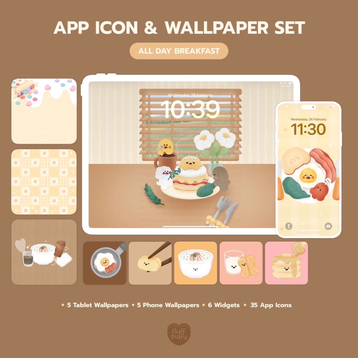 widget icon folder วอลเปเปอร์ไอโฟน wallpaper iphone pc ipad: FLUFFPUFFY: All day breakfast: Cover