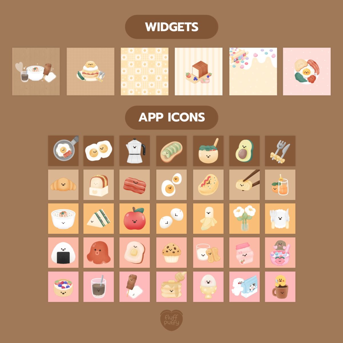 widget icon folder วอลเปเปอร์ไอโฟน wallpaper iphone pc ipad: FLUFFPUFFY: All day breakfast: Preview 1