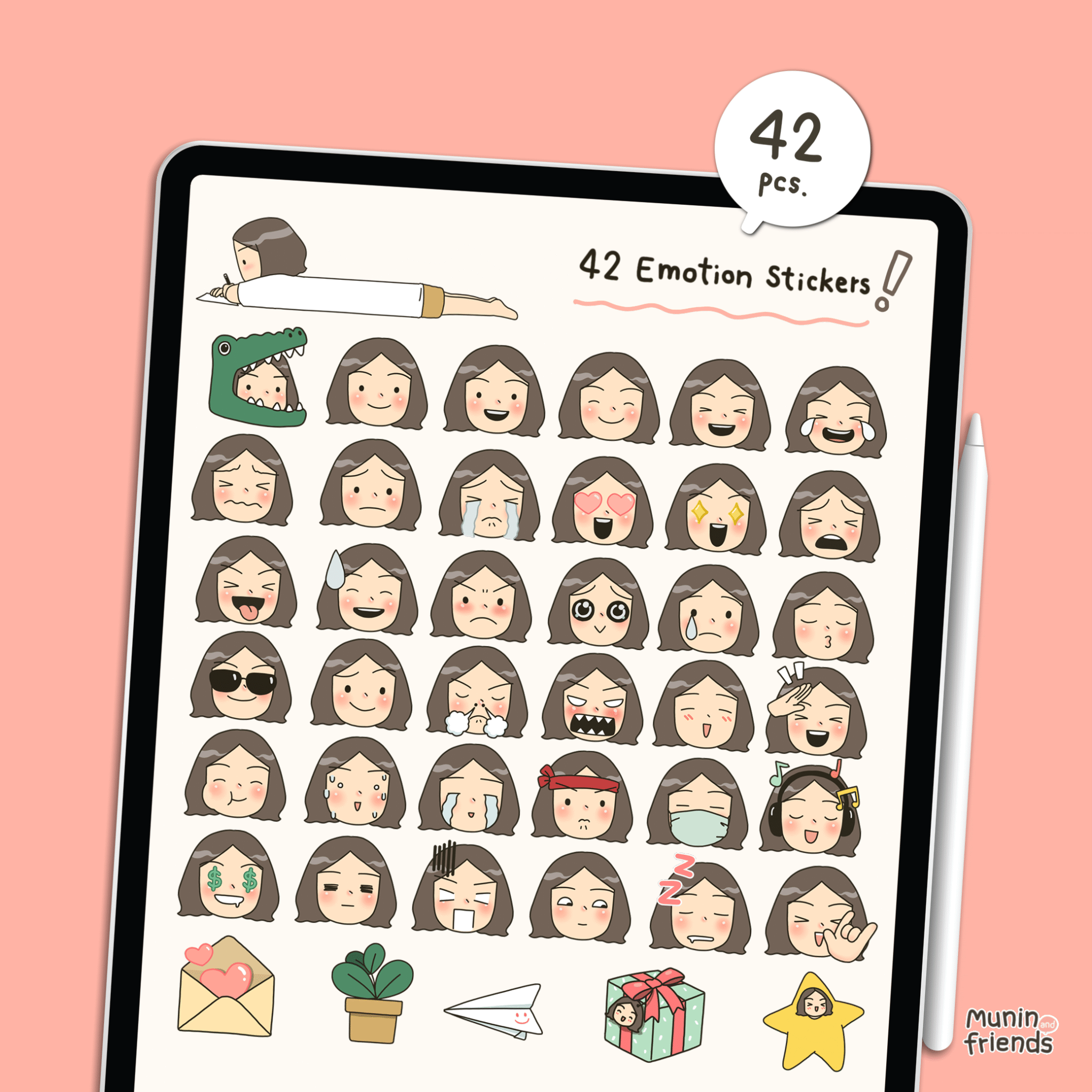 สติ๊กเกอร์ goodnotes png digital sticker: MUNINS: Preview