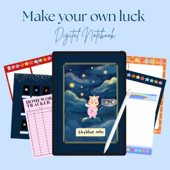 กระดาษโน๊ต notepad paper png digital notebook: SKYBLUE.MTN: Make your own luck: Cover