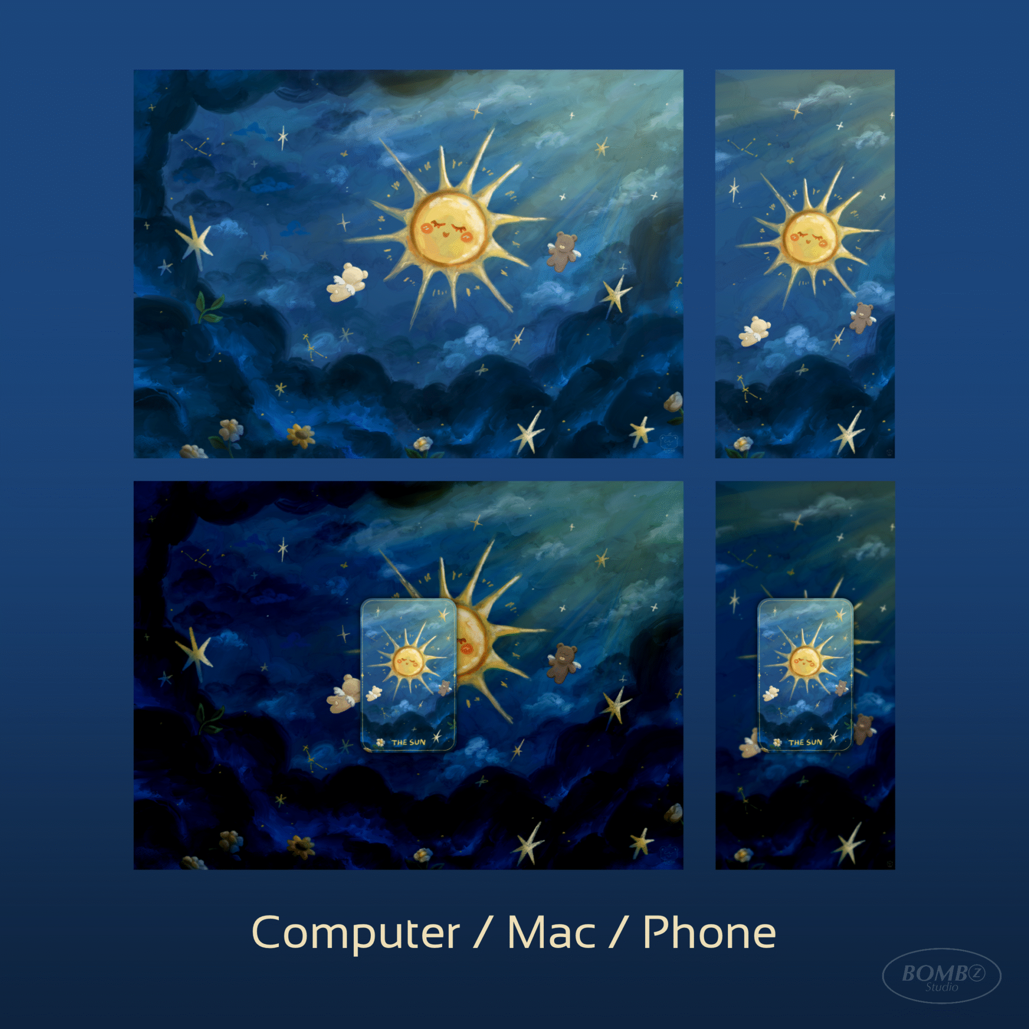 วอลเปเปอร์สายมู wallpaper iphone ipad: BOMBZSTUDIO: Tarot Cards: the sun: preview2