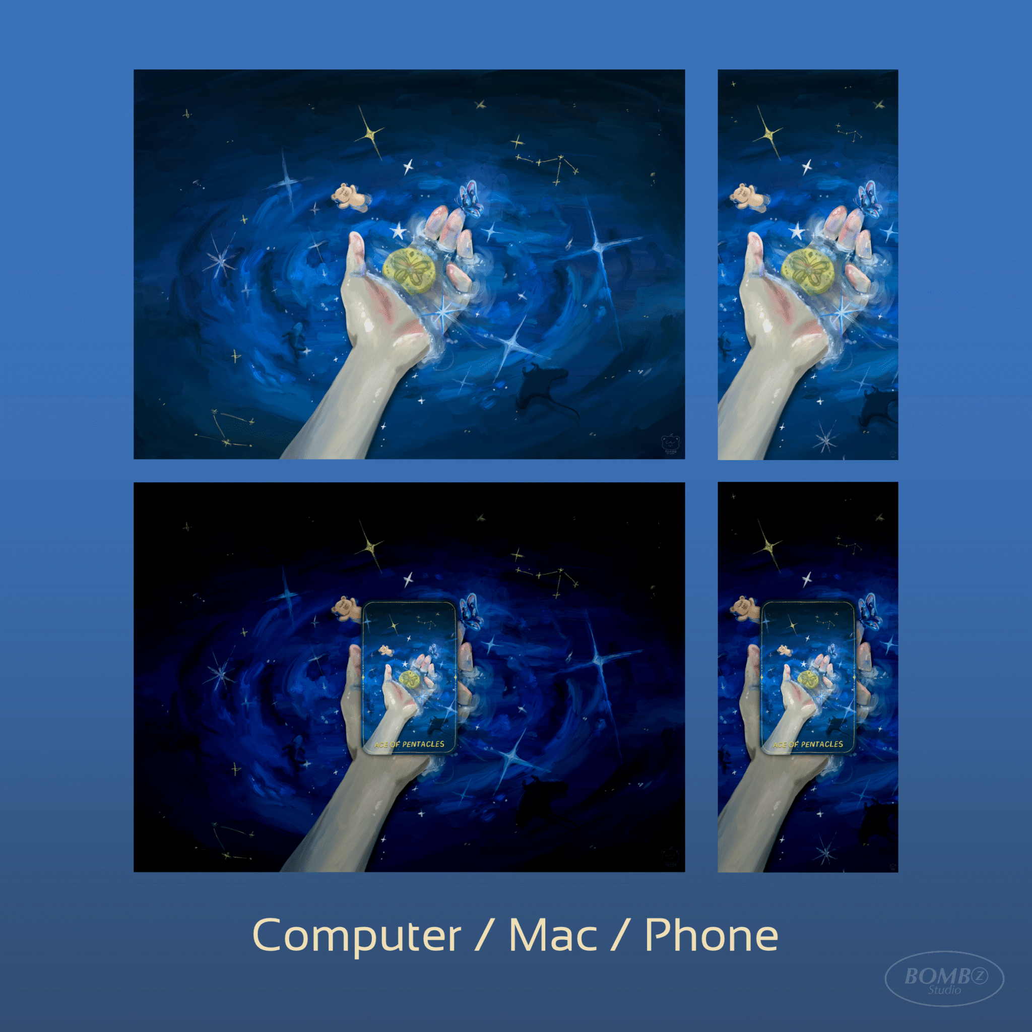วอลเปเปอร์สายมู wallpaper iphone ipad: BOMBZSTUDIO: Tarot Cards: ace of pentacles: preview3