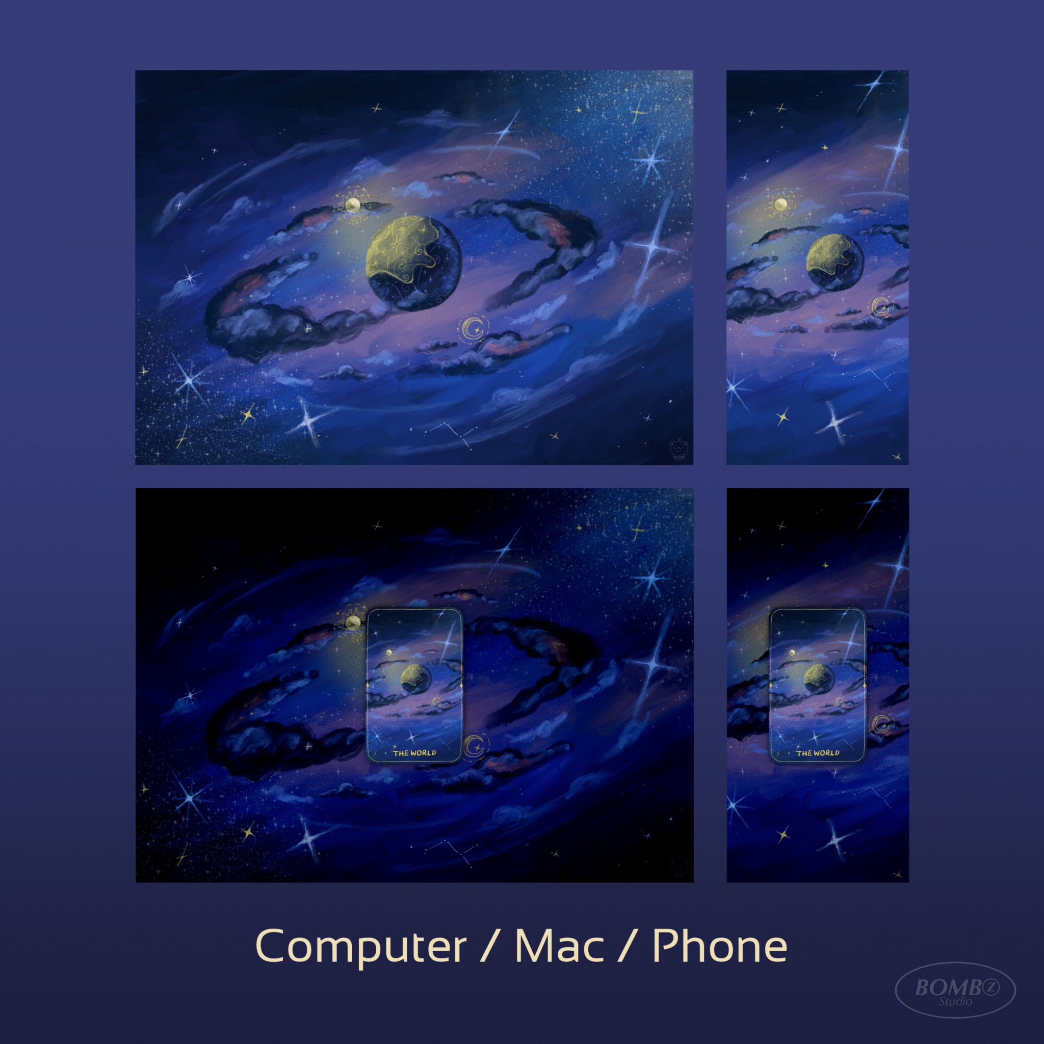 วอลเปเปอร์สายมู wallpaper iphone ipad: BOMBZSTUDIO: Tarot Cards: the world: preview3