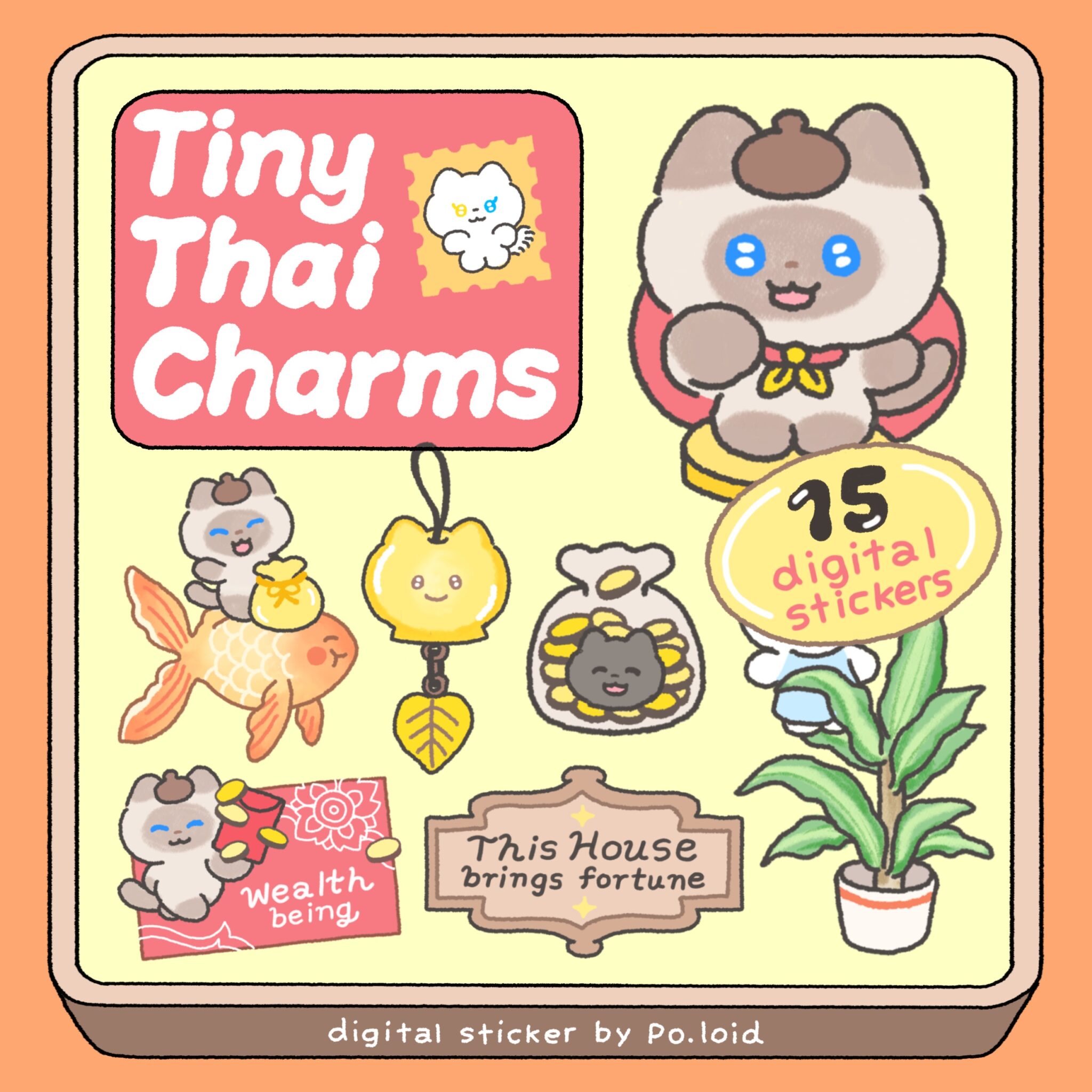 สติ๊กเกอร์ png digital sticker: PO.LOID: Tiny Thai Charms: Cover