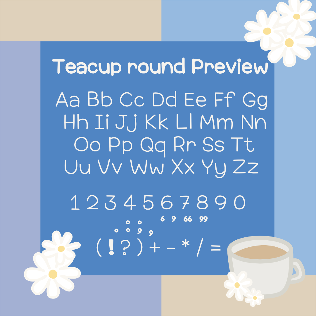 ฟอนต์ลายมือ ฟอนต์ไทย ฟอนต์อังกฤษ font: THE JAY: teacup round: preview 1
