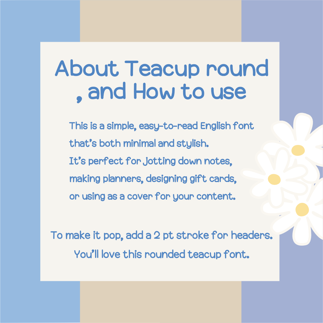 ฟอนต์ลายมือ ฟอนต์ไทย ฟอนต์อังกฤษ font: THE JAY: teacup round: preview 2