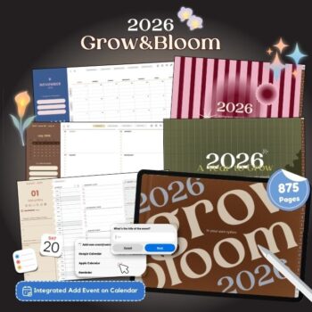 planners แพลนเนอร์ goodnote template 2026 digital planner: ONTHETABLE.FAC: grow & bloom: Cover