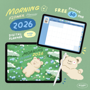 planners แพลนเนอร์ goodnote template 2026 digital planner: BOMBZSTUDIO: morning flower: Cover
