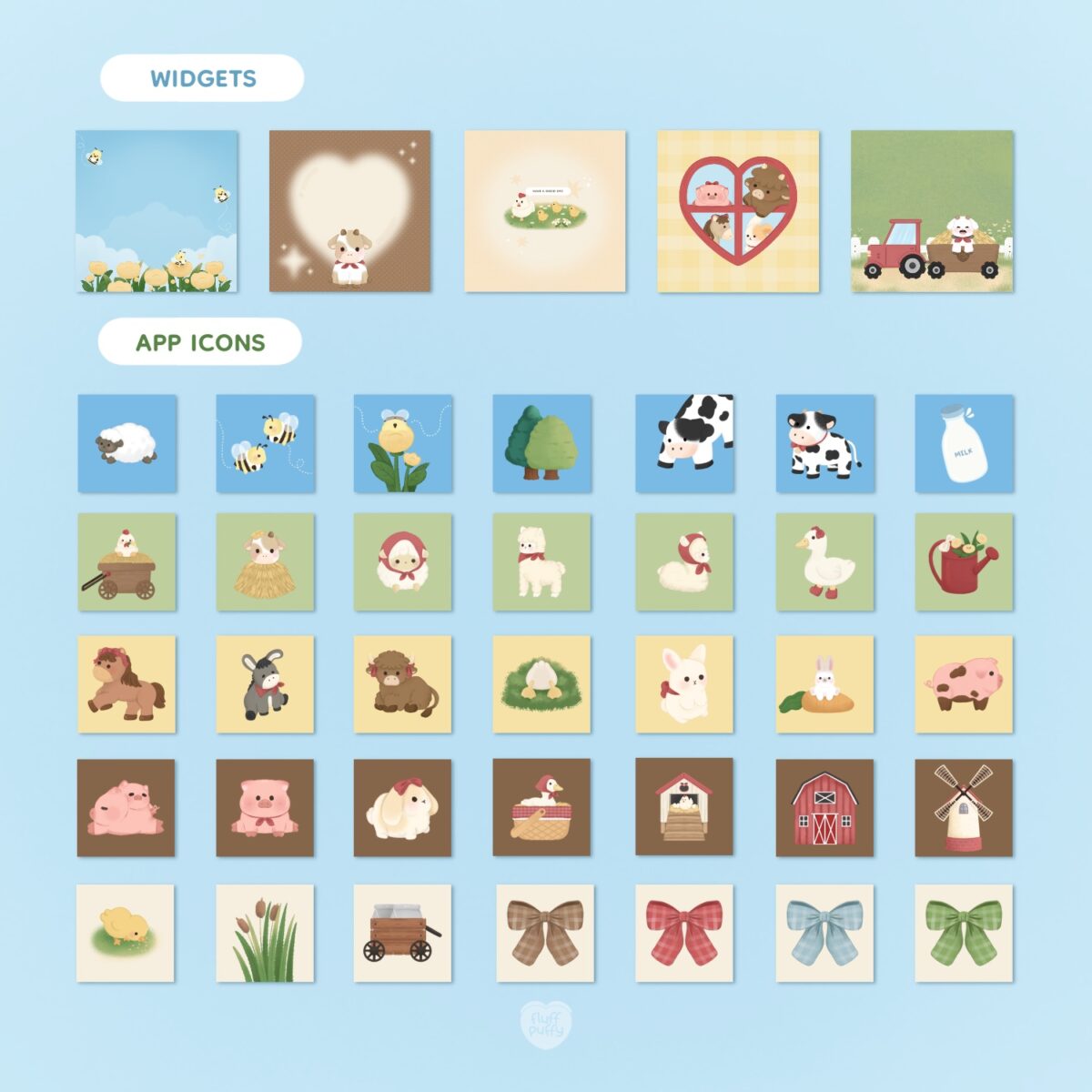 FLUFFPUFFY | DIGITAL WALLPAPER SET (barnyard buddies)