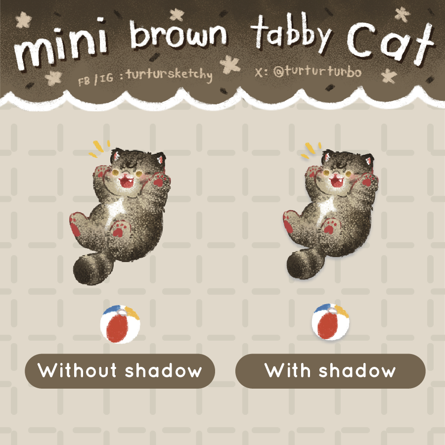 TURTURSKETCHY | DIGITAL STICKER (mini brown tabby cat)