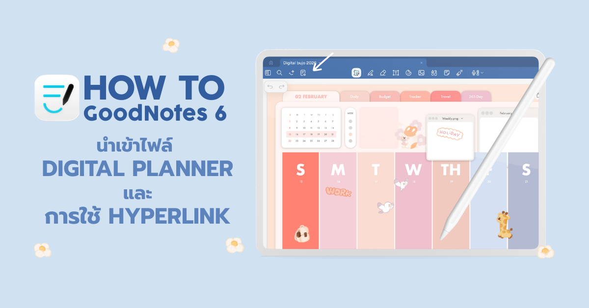 goodnotes 6 : import file and use hyperlink: horrizontal header