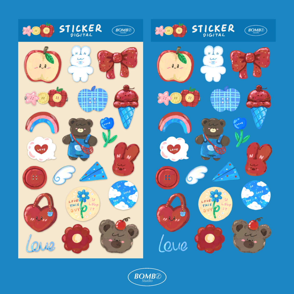 สติ๊กเกอร์ goodnotes png digital sticker: BOMBZSTUDIO: apple happy: preview