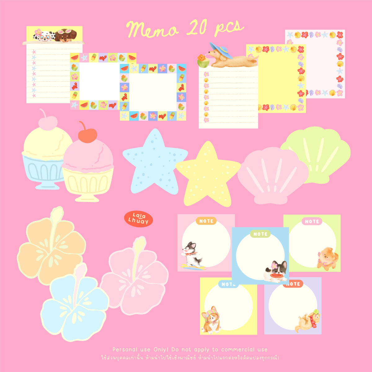 Lalalhauy | DIGITAL STICKERS & MEMO (aloha puppies)