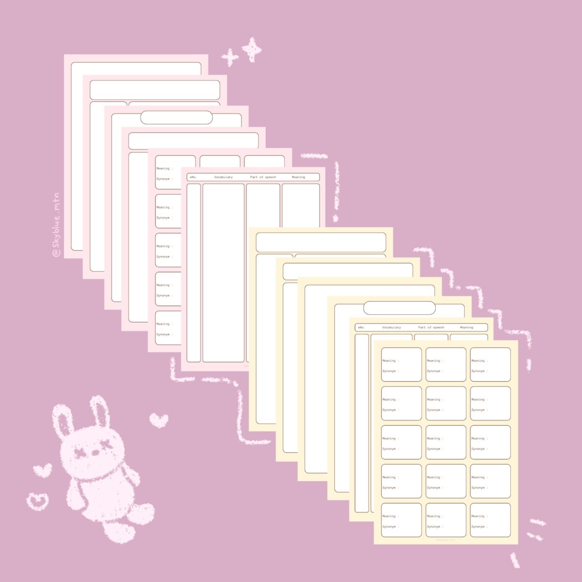 สมุดโน้ต goodnote template digital notebook: SKYBLUE.MTN: study notebook: preview 2